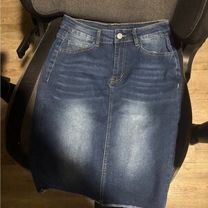 Denim Blue Knee-Length Skirt